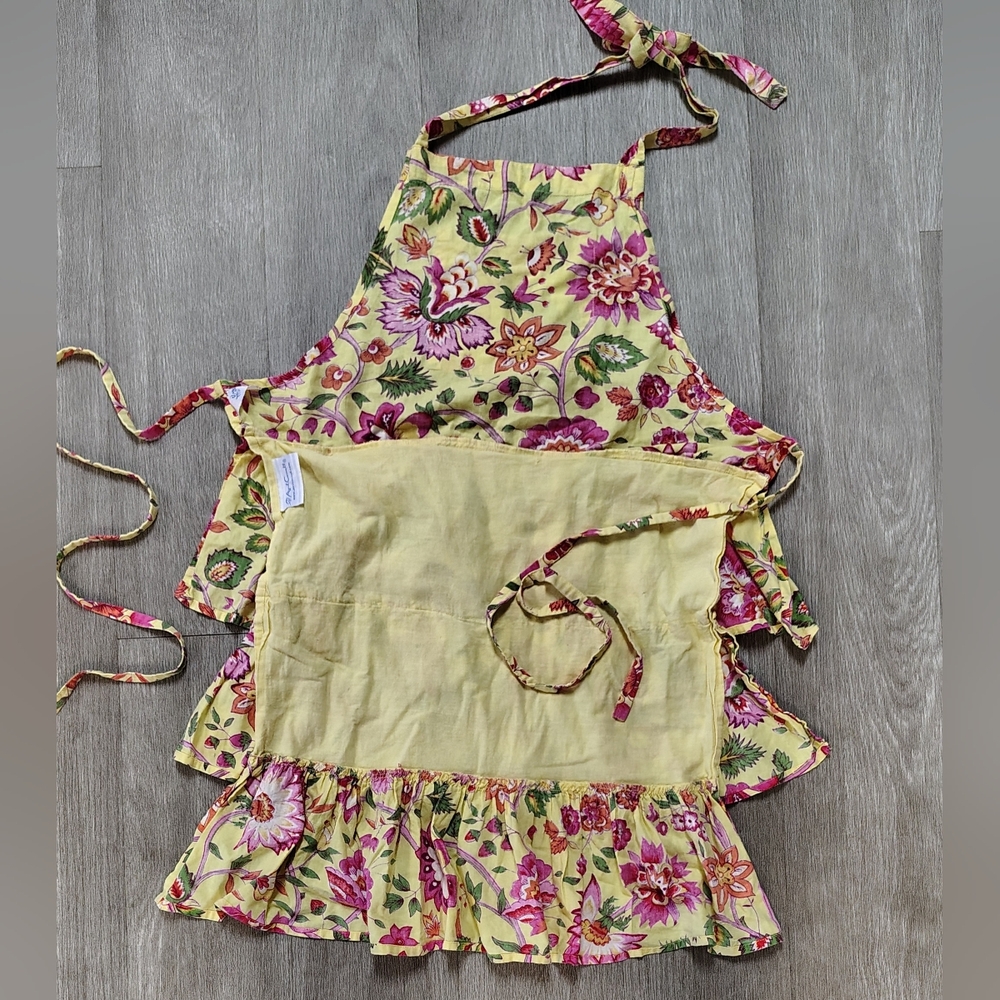 April Cornell Country French Floral Ruffle Tiered Cotton CottageCore Apron EUC - Picture 4 of 8
